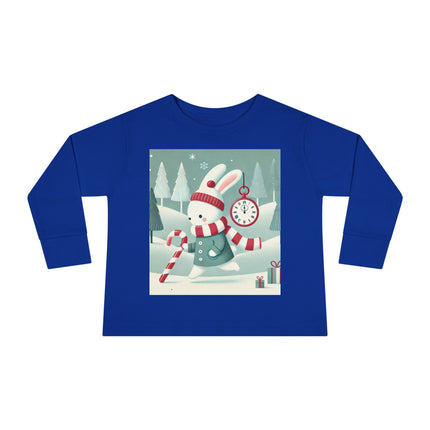 Candy Cane Timekeeper Bunny Toddler Long Sleeve Tee