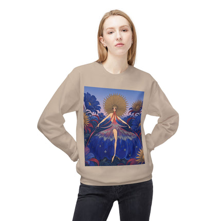🌞🌸 The Celestial Blossom Garden Dancer Midweight Crewneck Sweatshirt – Art Deco Floral Fantasy