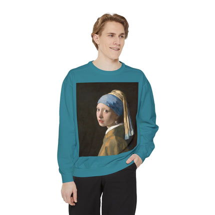 Girl with a Pearl Earring by Johannes Vermeer Unisex Garment-Dyed Sweatshirt