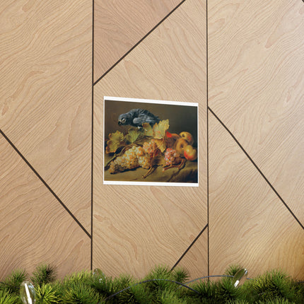 Still Life with Parrot and Grapes by Erasmus Von Engert Matte Horizontal Posters