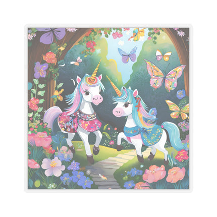 Baby Unicorns and Fluttering Butterflies Kiss-Cut Stickers (4 Sizes)