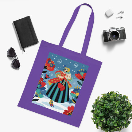 ❤️❄️ The Winter Heart Messenger Cotton Tote Bag – Art Deco Winter Enchantment