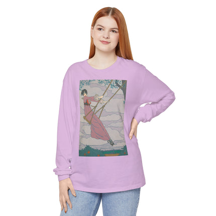 La balançoire by Georges Lepape Garment-dyed Long Sleeve T-Shirt