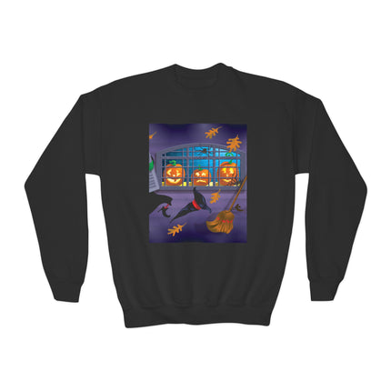 Whimsical Halloween Mischief Youth Crewneck Sweatshirt