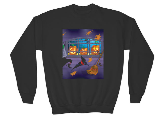 Whimsical Halloween Mischief Youth Crewneck Sweatshirt