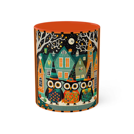 Night of the Trick-or-Treating Owlets Colorful Mugs, 11oz