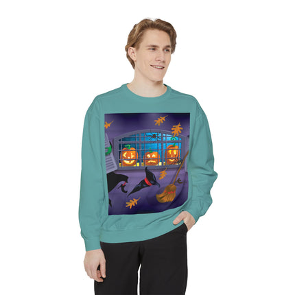 Whimsical Halloween Mischief Unisex Garment-Dyed Sweatshirt