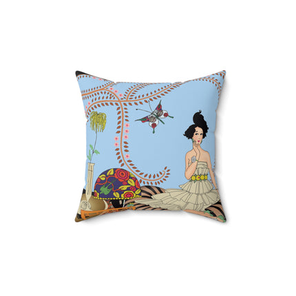 Minuit … ou l’appartement à la mode by George Barbier Spun Polyester Square Pillow