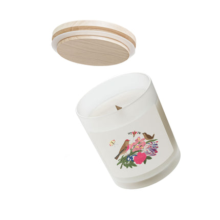 Pink-Breasted Bird & Wren Frosted Glass Candle