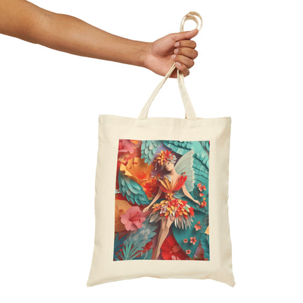 Hibiscus Fairy Cotton Canvas Tote Bag