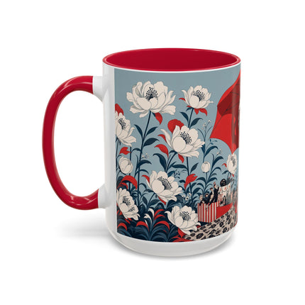 ❤️🌺 The Scarlet Parasol Spectacle Colorful Mug – Art Deco Fashion Elegance