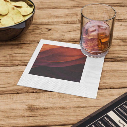 Wave Pattern with Intertwined Hues of Orange, Rose, Maroon, and Purple White Coined Napkins