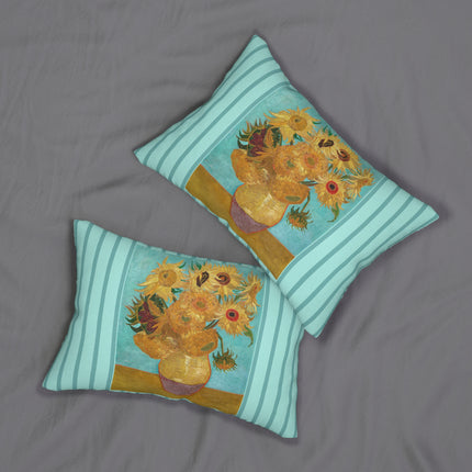 Vase with Twelve Sunflowers by Vincent Van Gogh Spun Polyester Lumbar Pillow