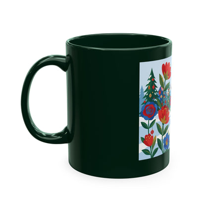🌹🎄 The Lady Of The Holiday Roses Ceramic Mug – Art Deco Christmas Elegance
