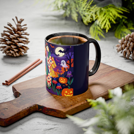 🌙🎃 The Moonlit Garden Masquerade Colorful Mug – Floral Halloween Charm