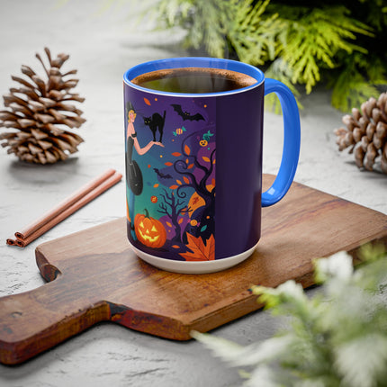 🐈‍⬛🎃 The Midnight Black Cat Masquerade Colorful Mug – Whimsical Halloween Elegance