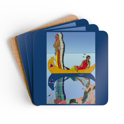 Le long du Missouri by George Barbier Corkwood Coaster Set