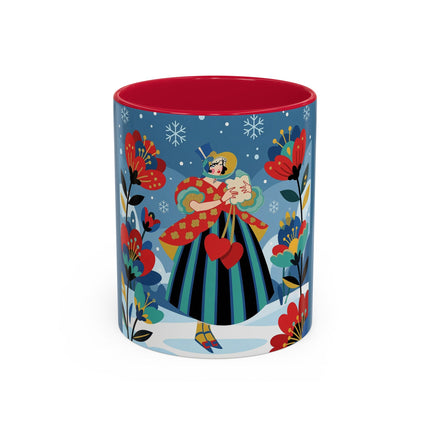 ❤️❄️ The Winter Heart Messenger Colorful Mug – Art Deco Snow Garden Fantasy