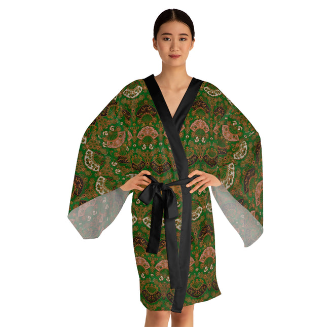 Japanese Fan Pattern by G.A. Audsley Long Sleeve Kimono Robe (AOP)