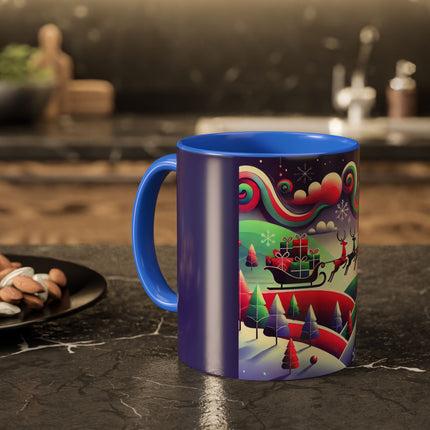 Festive Reindeer Flight Colorful Mugs (11oz, 15oz)