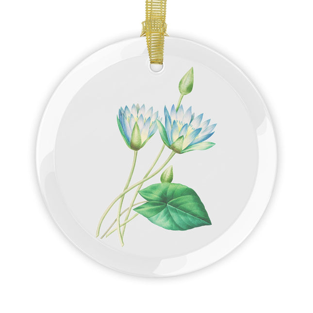Egyptian lotus flower botanical illustration by Pierre-Joseph Redouté Glass Ornament