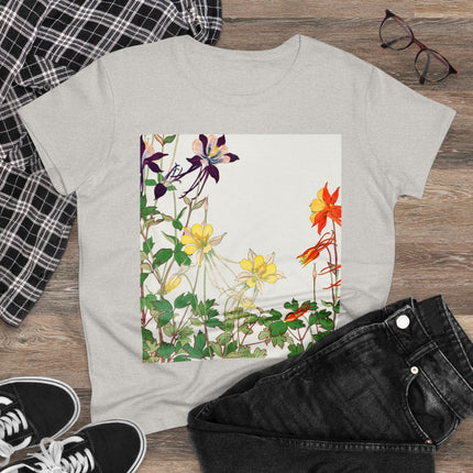 Aquilegia Flowers by Tanigami Kônan Women's Midweight Cotton Tee