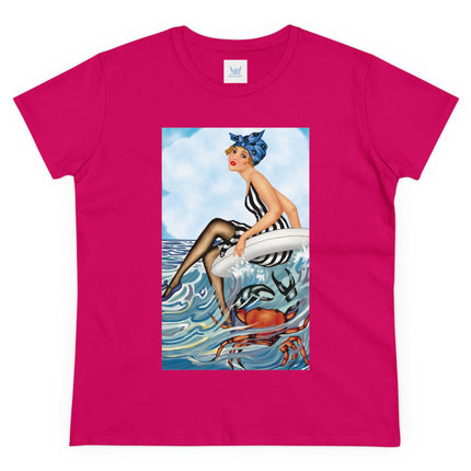 Playful Waves and Fashion Follies Women's Midweight Cotton Tee