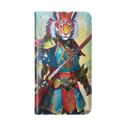 🦁🦊⚔️ Cyberpunk Lion Samurai Flip Case – Futuristic Honor & Kitsune Spirit
