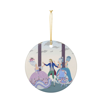🎭🌸 Blindman’s Bluff Ceramic Ornament – Rococo Courtship Whimsy