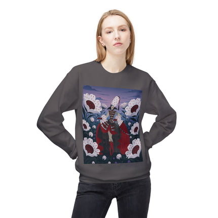 🎭🌹 The Crimson Garden Masquerade Midweight Crewneck Sweatshirt – Art Deco Floral Fantasy