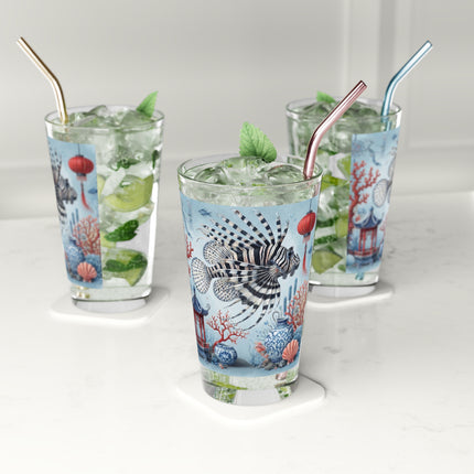 Lionfish & Lantern Pint Glass – Mystical Ocean & Asian Harmony