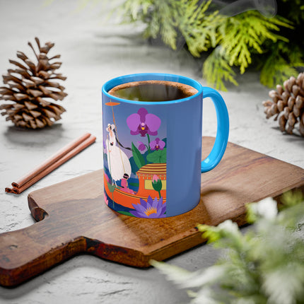 The Lady Of The Lotus Voyage Colorful Mugs – Art Deco Botanical Elegance
