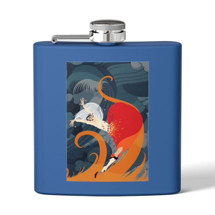 Flame of the Tempest Stainless Steel Flask – Fiery Storm & Dramatic Elegance