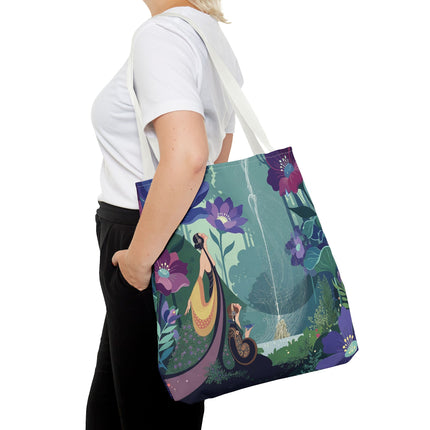 💧🌺 The Lady Of The Enchanted Fountain Tote Bag – Art Deco Garden Fantasy