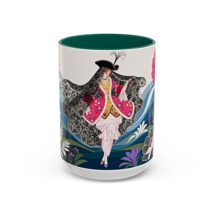 🌸🎀 The Pink Lace Garden Promenade Colorful Mug – Art Deco Fashion Elegance