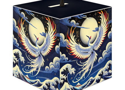 Majestic White Crane Light Cube Lamp