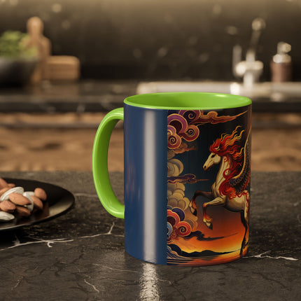 Flame-Winged Horse at Sunset Colorful Mugs (11oz, 15oz)