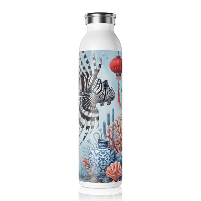 Lionfish & Lantern Slim Water Bottle 20oz – Mystical Ocean & Asian Harmony
