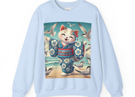Geisha Kitten by the Seaside Heavy Blend™ Crewneck Sweatshirt