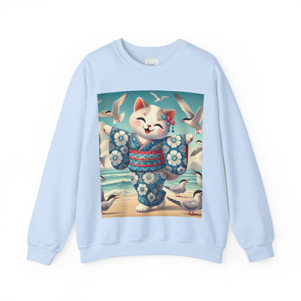 Geisha Kitten by the Seaside Heavy Blend™ Crewneck Sweatshirt
