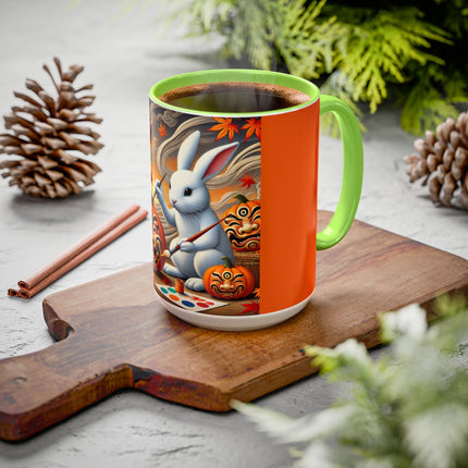 Halloween Rabbit’s Kabuki Jack-o’-Lanterns Colorful Mugs (11oz, 15oz)
