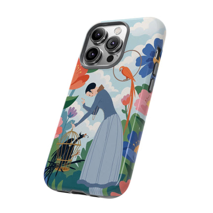 🦜🌺 The Lady Of The Garden Aviary Phone Case – Art Deco Floral Whimsy