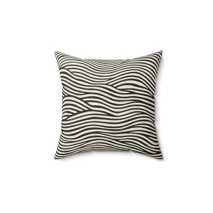 Wave Pattern on White Spun Polyester Square Pillow