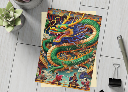 Tibetan Dragon Over Kabuki Duel Postcards (envelopes included) - Bundles of 10, 30, 50 Pieces