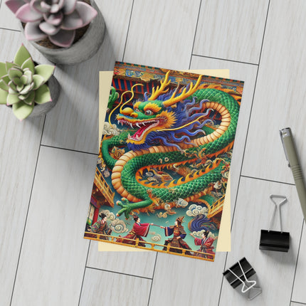 Tibetan Dragon Over Kabuki Duel Postcards (envelopes included) - Bundles of 10, 30, 50 Pieces