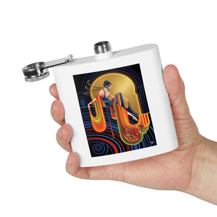 Art Deco Muse Flask – Golden Radiance & Elegant Poise