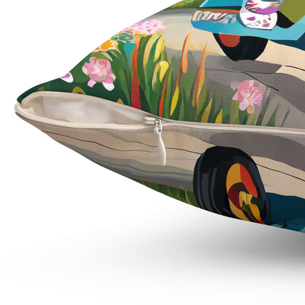 Stripes on Wheels Spun Polyester Square Pillow