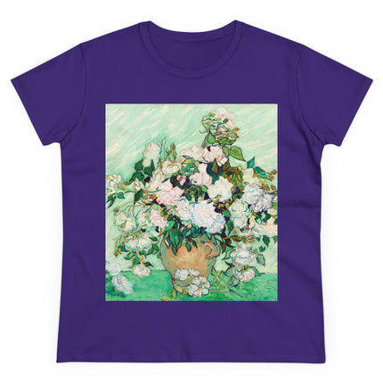 Roses by Vincent Van Gogh Women's Midweight Cotton Tee