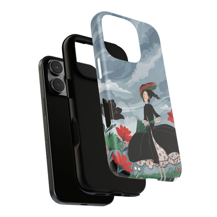 🌧️🌺 The Stormy Flower Walk Phone Case – Art Deco Floral Fashion
