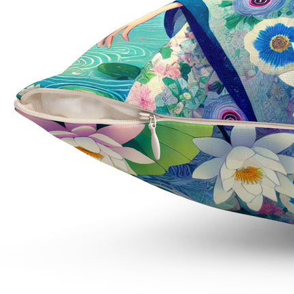 Fairy of the Koi Pond Spun Polyester Square Pillow